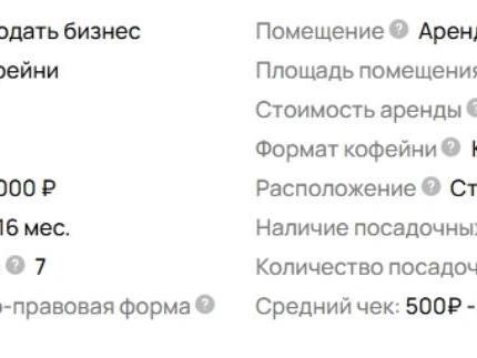 Финансовые показатели бизнеса, предоставленные владельцем | Источник: «Авито»