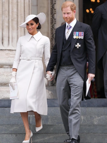 Меган Маркл и принц Гарри на платиновой юбилее Елизаветы II, 2022