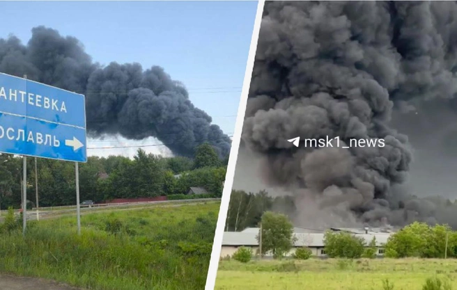 В Подмосковье вспыхнул склад с газовыми баллонами | Источник: Читатель MSK1.RU