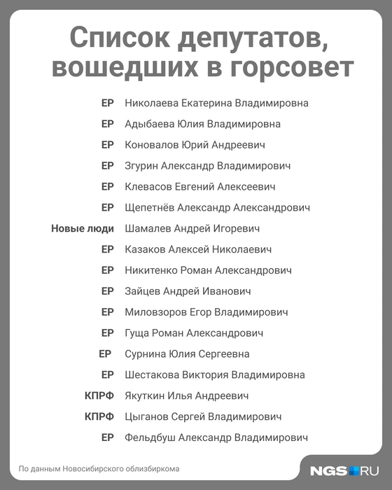 Почти все победители представляют «Единую Россию» | Источник: Юрий Орлов / NGS.RU