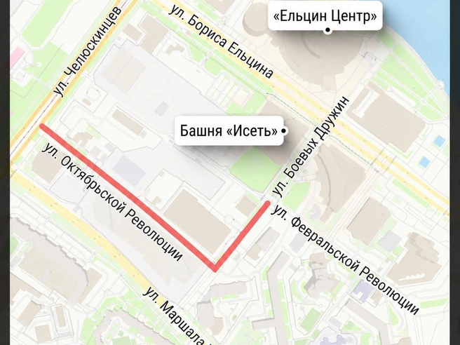 Отметили зону перекрытий на карте | Источник: Филипп Сапегин / E1.RU