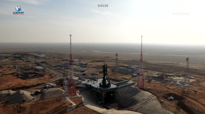 Так выглядела стартовая площадка космодрома Байконур перед запуском | Источник: Роскосмос / vk.com