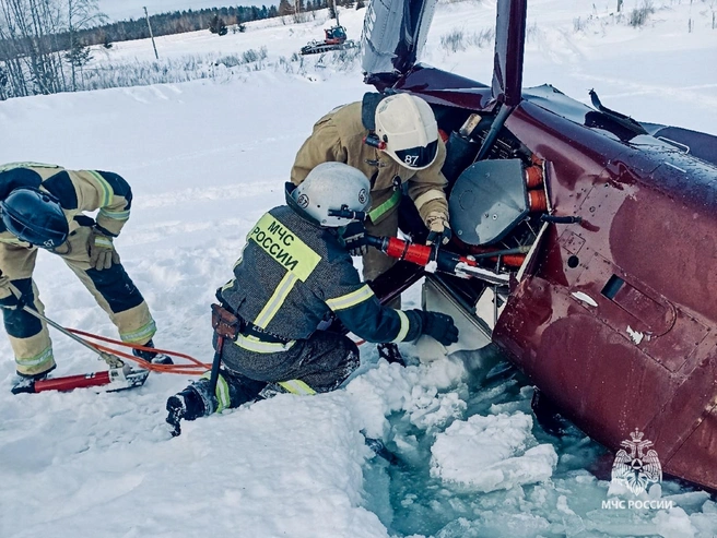 По одной из версий причиной падения могло стать обледенение двигателя | Источник: МЧС России по Пермскому краю / Vkontakte