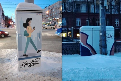 В Челябинске вандал испортил художественные трансформаторные будки