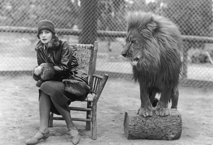 История одной фотографии: молодая Грета Гарбо и лев MGM, 1926 год