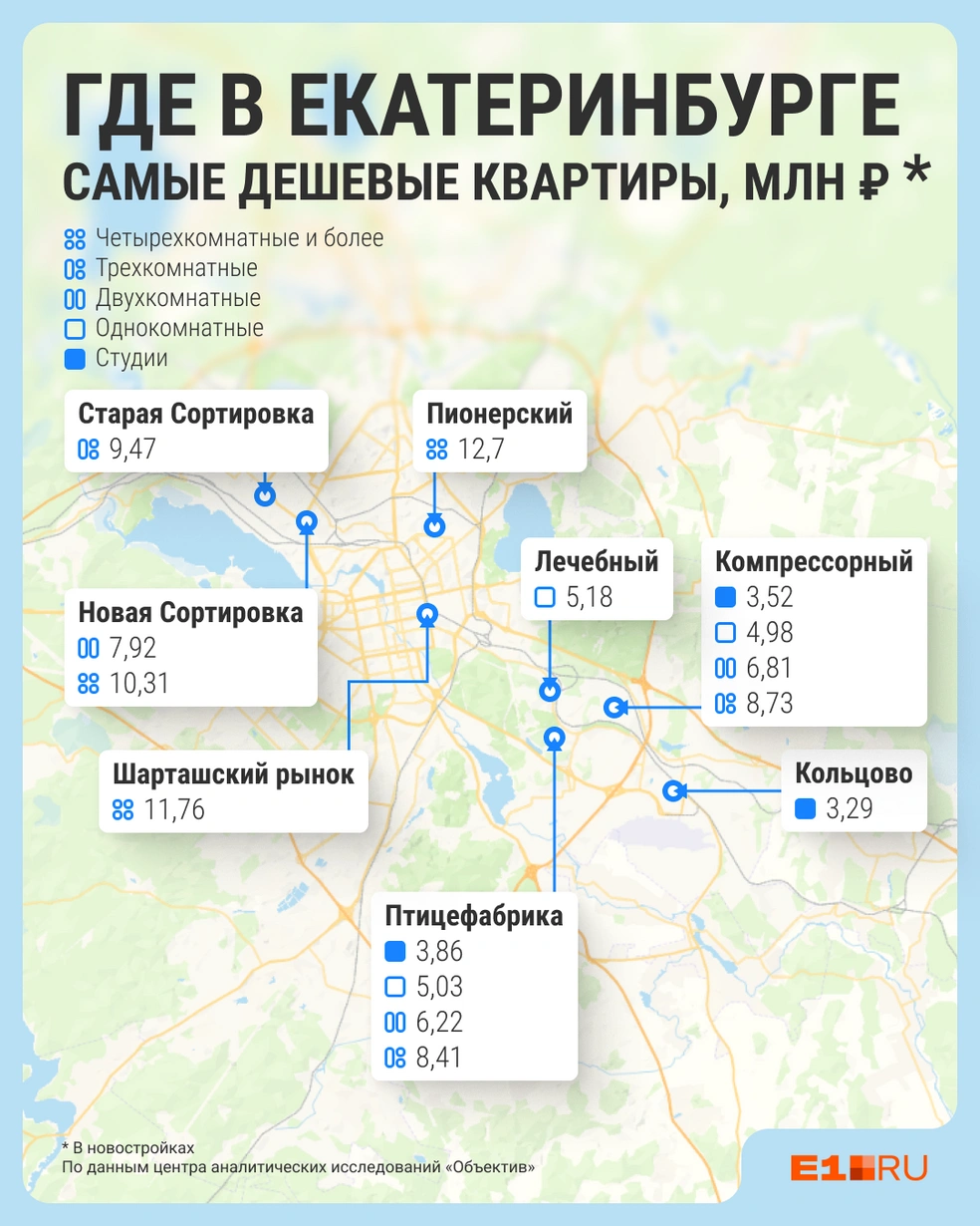 Собрали шпаргалку по микрорайонам, где самые дешевые новостройки | Источник: Филипп Сапегин / E1.RU