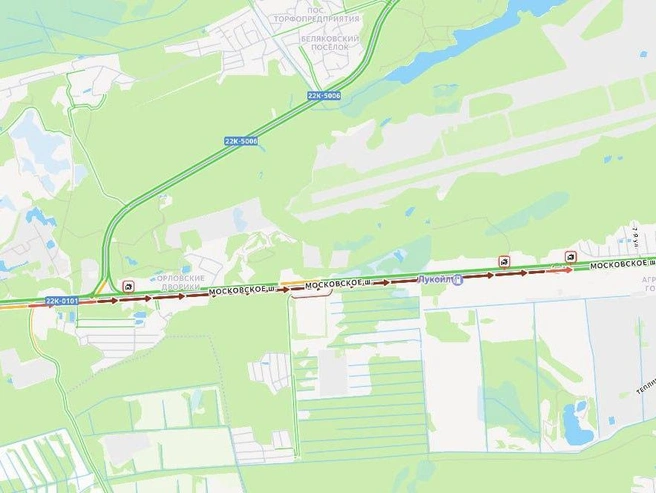 Затор на Московском шоссе в Нижнем Новгороде | Источник: «Яндекс. Пробки»