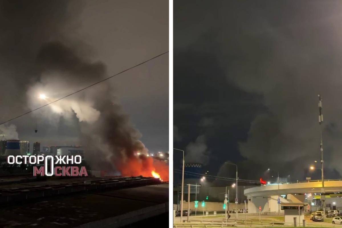 Большой пожар разгорелся на юго-востоке Москвы, его тушат вертолетами — видео