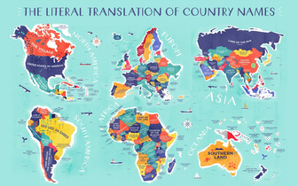 Опубликована карта мира с буквальным переводом названий стран