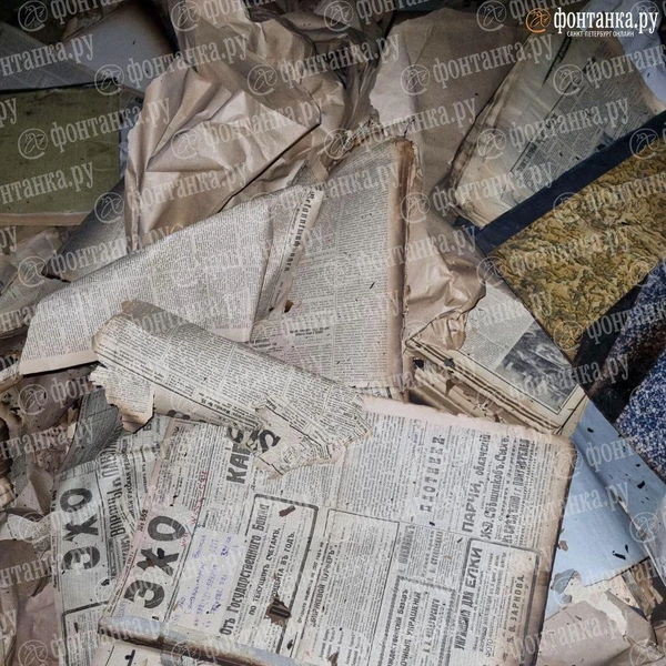 По двору летают обрывки XIX и XX века. На Репина выкинули килограммы дореволюционной прессы | Источник: Федор Данилов / «Фонтанка.ру»