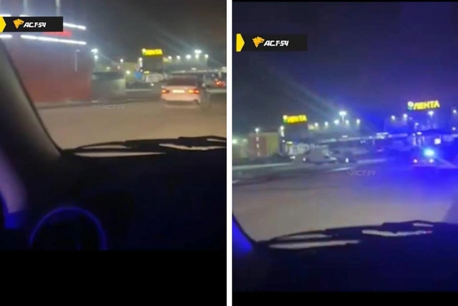 Видео погони очевидец снял вблизи магазина «Лента» на улице Кирзаводская, 1а | Источник: «АСТ-54 Black» / T.me