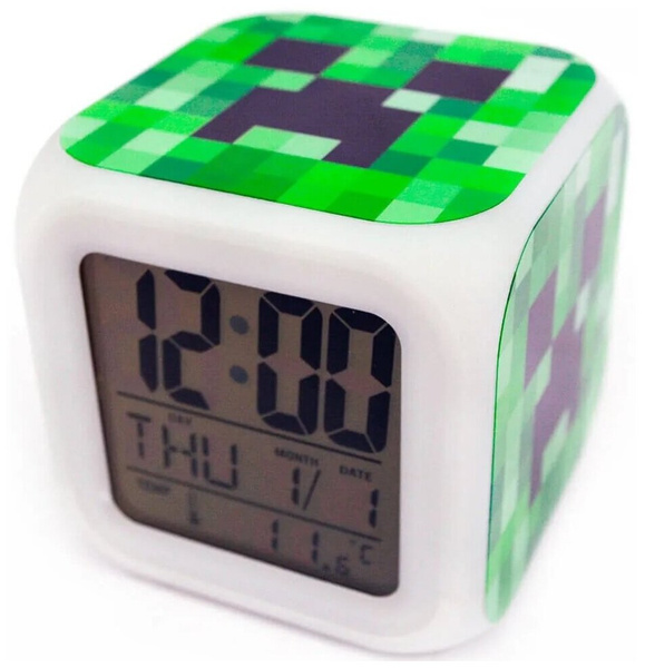 Настольные часы-будильник с подсветкой «Крипер Майнкрафт»