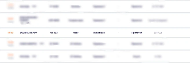 Рейс вернули в Уфу | Источник: airportufa.ru