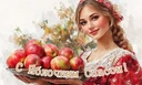 Красивые открытки на Яблочный Спас: с пожеланиями, детьми и животными
