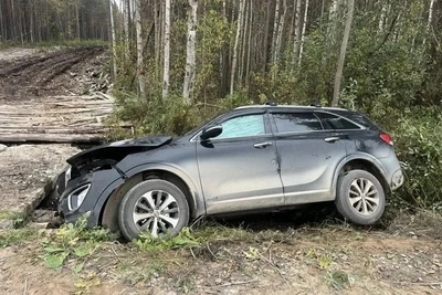KIA съехала в кювет, пострадали двое детей