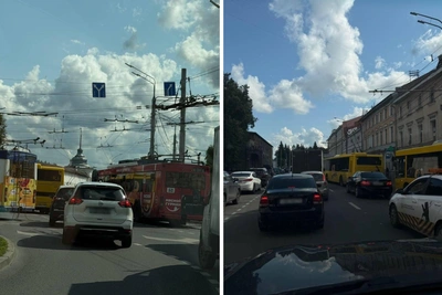 В центре Ярославля из-за обрыва проводов образовалась пробка