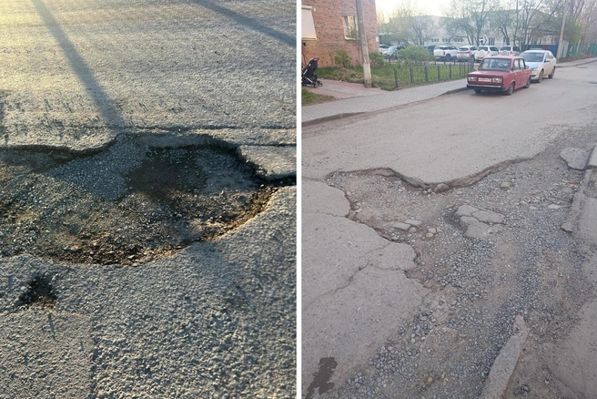 Такие ямы можно найти в каждом районе города | Источник: «Аварийный Омск» / vk.com