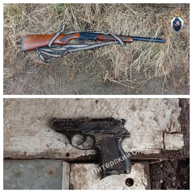Судя по кадрам, опубликованным СК, изымали не только травматический пистолет. | Источник: ГСУ СК по Петербургу