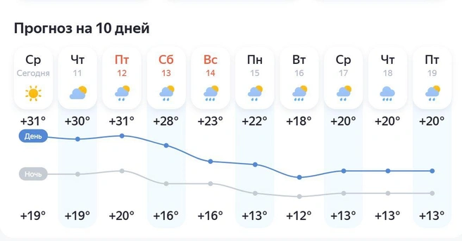 Такой синоптики видят следующую неделю | Источник: «Яндекс. Погода»