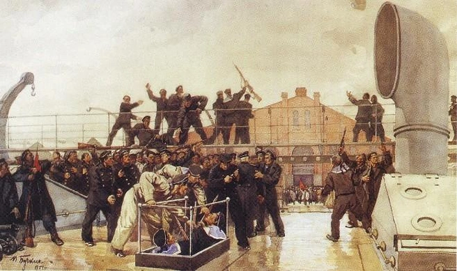 М.&nbsp;Б.&nbsp;Горшман. Картина «Крейсер „Аврора“ в 1917 году» (1951 год) | Источник: из фондов ЦВММ