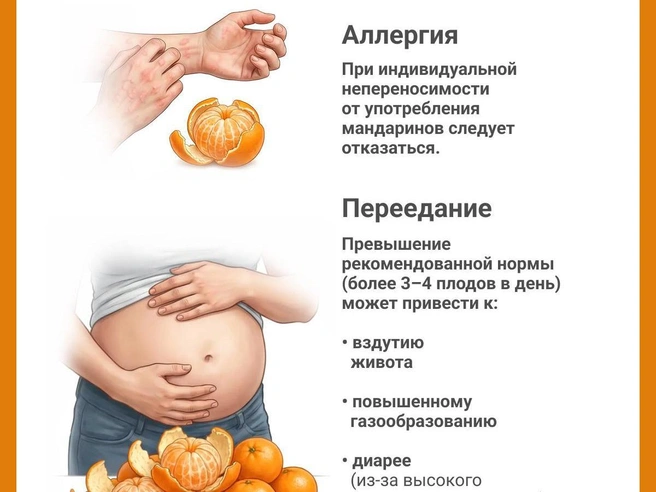 При появлении аллергических симптомов от мандаринов следует отказаться. | Источник: Юрий Орлов / Городские медиа