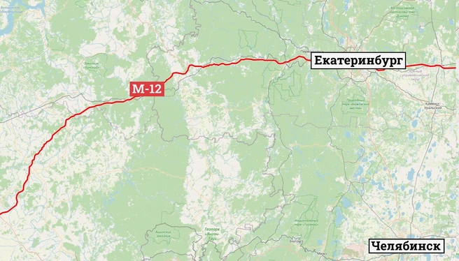 Трасса М-12 уводит транспортные потоки подальше от Челябинска. В этом есть и плюсы, и минусы | Источник: Сервис mapmagic.app