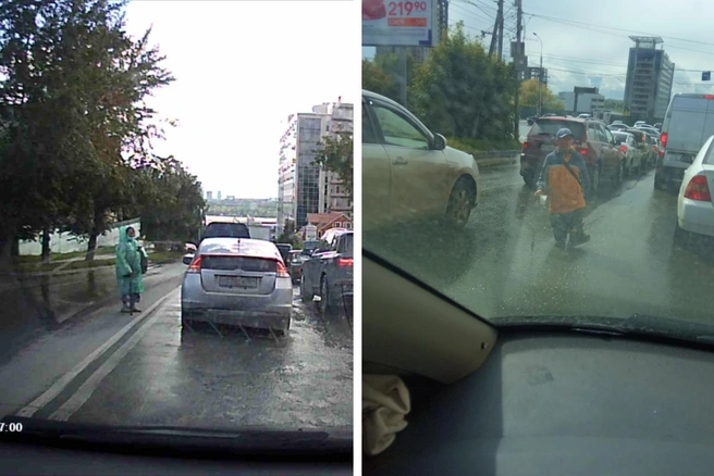 Новосибирские водители часто сталкиваются с пешеходами, которые попрошайничают на дорогах города | Источник: Илья Штылев