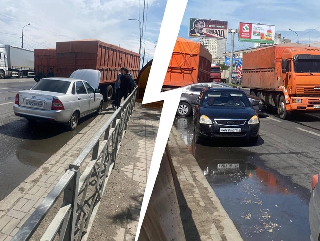 Авария с участием зерновоза на Второй Продольной произошла 26 мая днем | Источник: @Arsanety / telegram