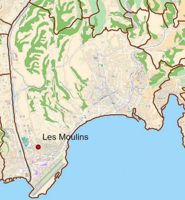 Район Мулен на административной карте Ниццы | Источник: OpenStreetMap / wikipedia