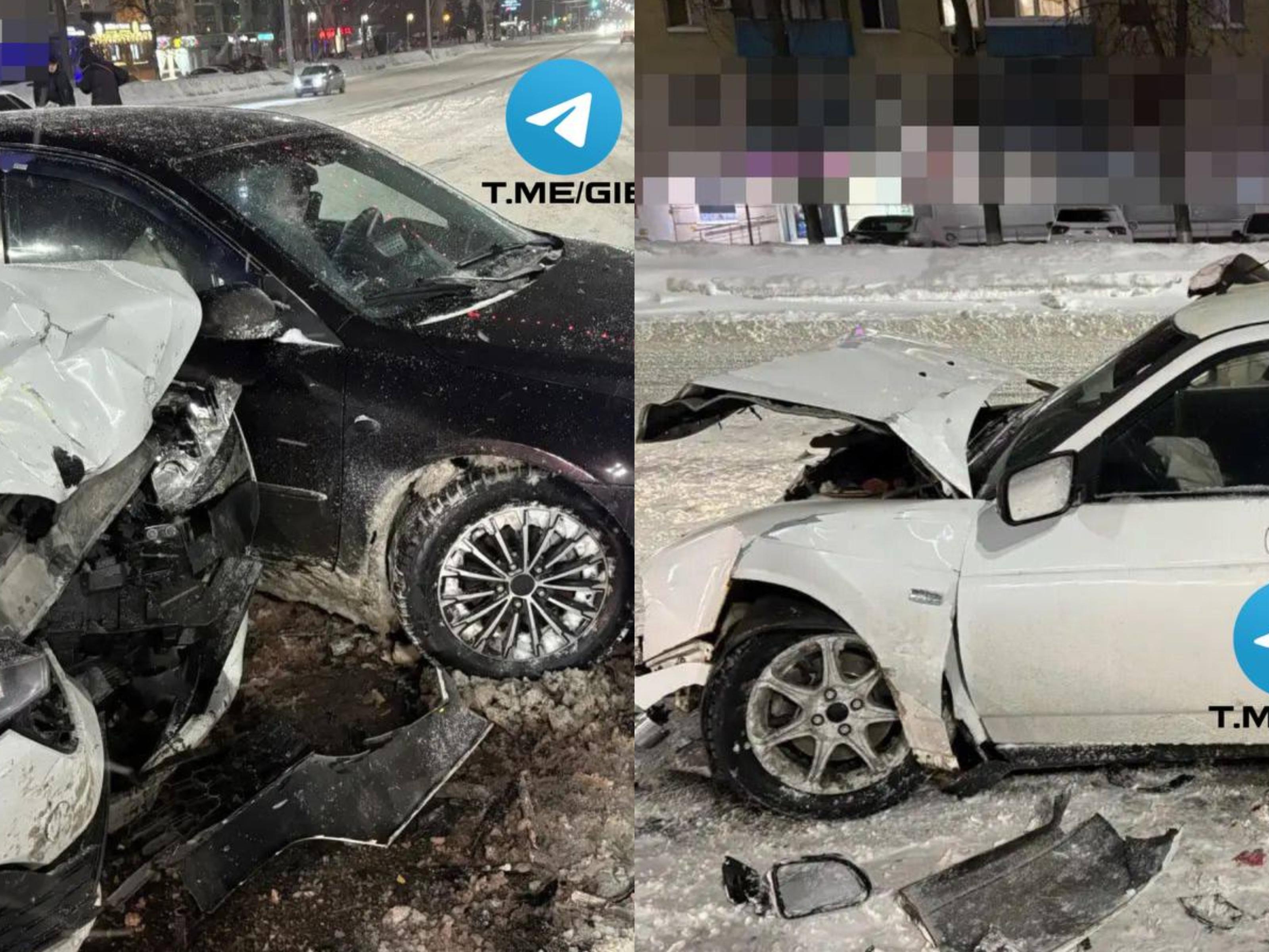 «Приора» собрала домино из пяти автомобилей на проспекте Октября в Уфе