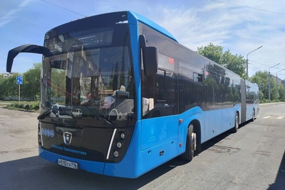 В Уфе на маршруте №110 запустили московские автобусы-гармошки