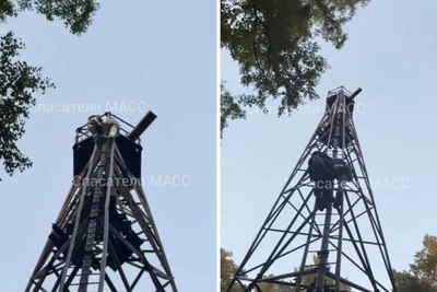 Пара застряла на вышке на Бердском шоссе