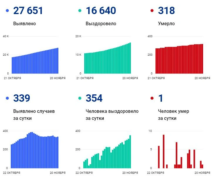 Федеральные данные о заболеваемости в регионе на 20 ноября | Источник: стопкоронавирус.рф