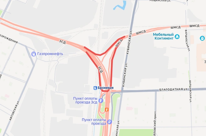 На ЗСД перекроют несколько съездов | Источник: Пресс-служба «Магистрали северной столицы»