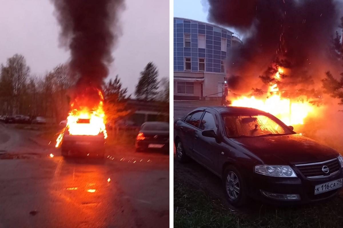 В Архангельске загорелся автомобиль ВАЗ, видео - 28 мая 2022 - 29.ру