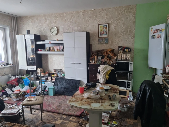 В запущенной квартире на себя обращает внимание полка с семейными фотографиями и сувениры из-за границы | Источник: Светлана Чернушевич / NGS24.RU