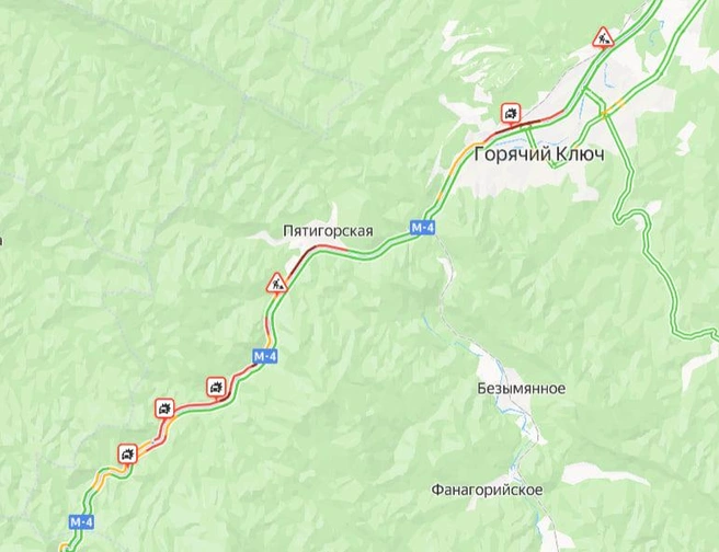 Пробка у Горячего Ключа | Источник: yandex.ru/maps
