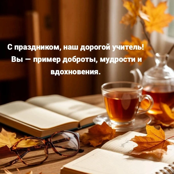 Открытка ко Дню учителя, поздравление ко дню учителя, поздравление ко дню учителя от класса, красивое поздравление ко дню учителя, оригинальное поздравление ко дню учителя, Какого числа День учителя, открытки ко дню учителя, поздравление с днем учителя | Источник: Шедеврум