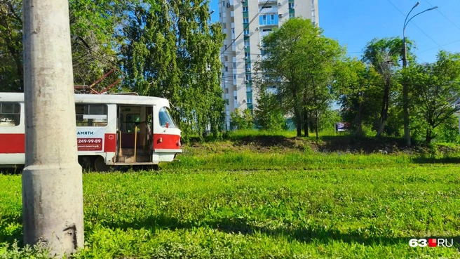 Трамваи так и стоят с открытыми дверями | Источник: Илья Овсянников / 63.RU