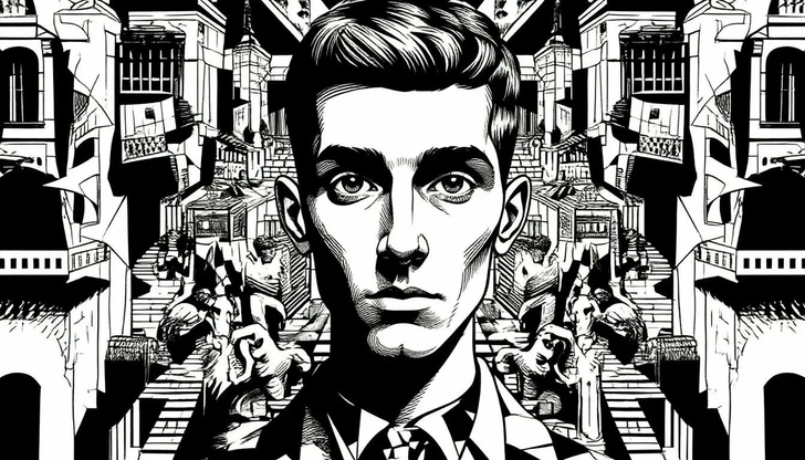 Стилизация под черно-белую графику Маурица Эшера | Источник: Шедеврум