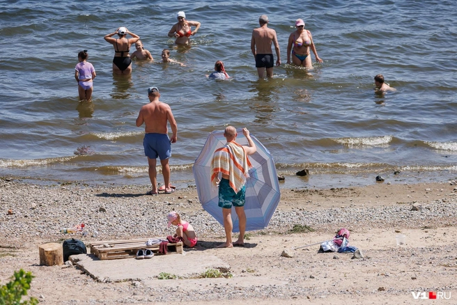 Волгоградцы находят спасение в воде и у воды | Источник: Алексей Волхонский / V1.RU
