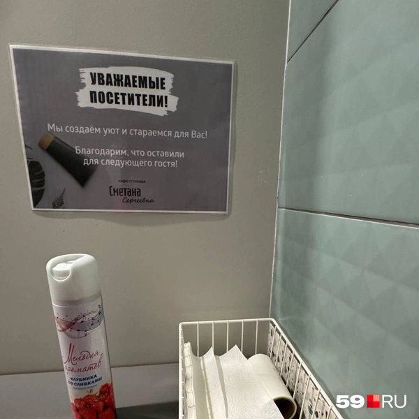 В туалете можно почистить одежду | Источник: Наталья Пальникова / 59.RU