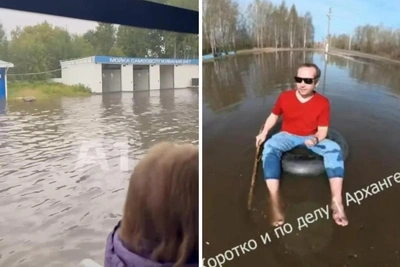 В Архангельске затопило дорогу на Сульфат