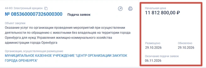 Попытка № 15 | Источник: «Госзакупки»