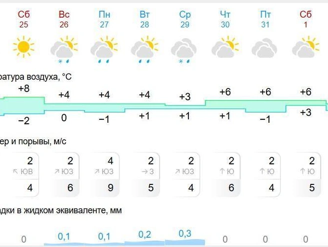 Осадки вероятны в первые дни недели | Источник: Метеопортал