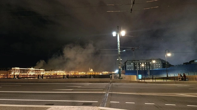 На Васильевском острове загорелась кровля здания. Пожару присвоен номер 1БИС | Источник: читатель «Фонтанки»