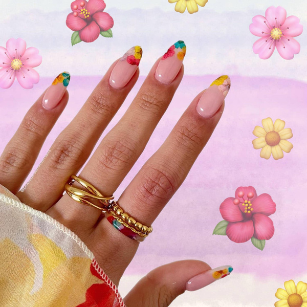 Дизайн ярких ногтей с цветами