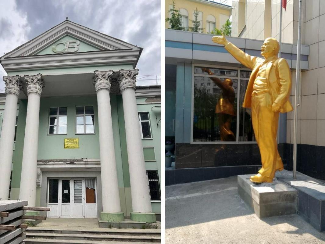 В Казани градозащитники бастуют против сноса клуба строителей соцгорода. На днях оттуда утащили Ленина, а потом нашли золотым