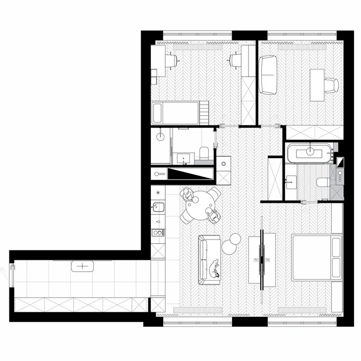 Элегантная минималистичная квартира 97 м² в Москве