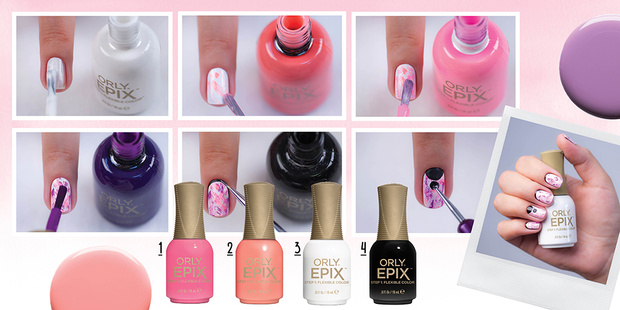 1. Лак для ногтей Overexposed EPIX, Orly. 2. Лак для ногтей Call My Agent EPIX, Orly. 3. Верхнее покрытие Step 2 EPIX, Orly. 4. Базовое покрытие Step 1 EPIX, Orly.